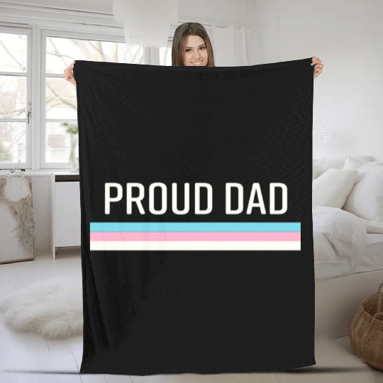 Lgbt Transgender Pride Proud Dad Fleece Blankets