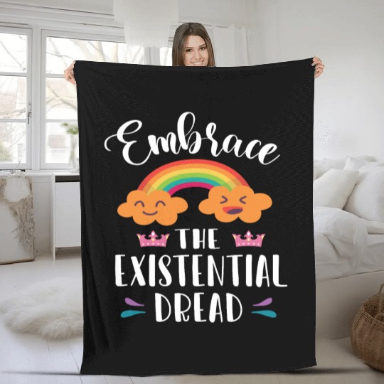 EMBRACE THE EXISTENTIAL DREAD Comics Rainbow Gift Fleece Blankets