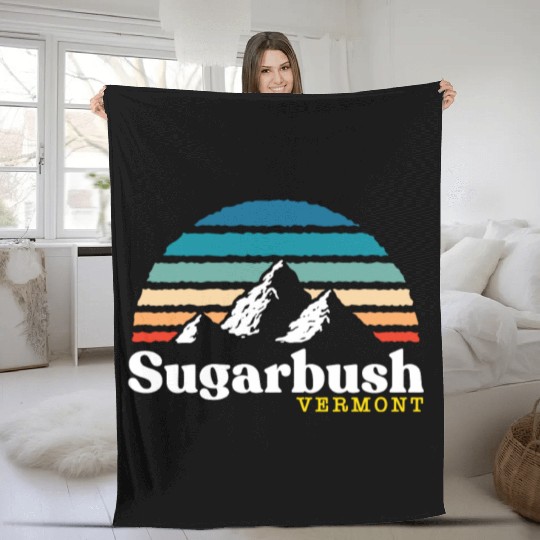 Sugarbush Vermont Usa Ski Resort 1980S Retro Fleece Blankets