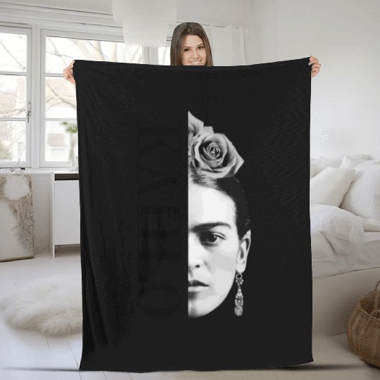 Frida Kahlo Split Portrait Fleece Blankets