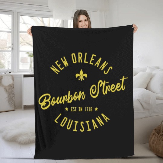 New Orleans Bourbon Street Jazz Fleece Blankets
