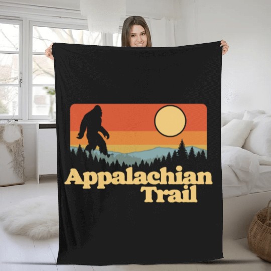 Appalachian Trail Bigfoot Outdoor Lover Vintage 80 Fleece Blankets