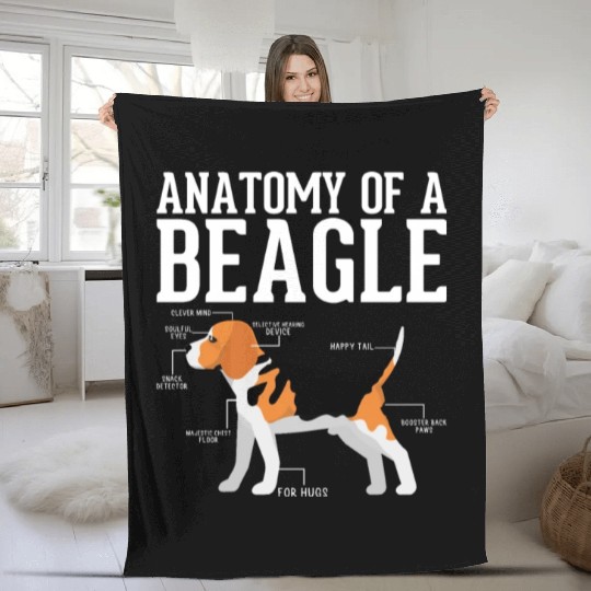 Anatomy Of A Beagle , Funny Beagle Quote Fleece Blankets