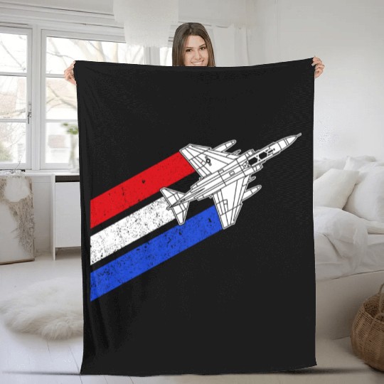 F-4 Phantom Vintage USA Contrails Red White Blue Fleece Blankets