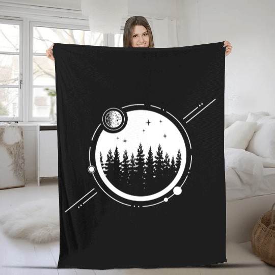 Modern Geometric Nature Forest Astronomy Planets Fleece Blankets