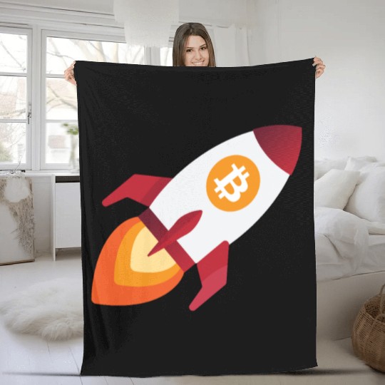 Bitcoin Rocket - cryptocurrency crypto Bitcoins Fleece Blankets