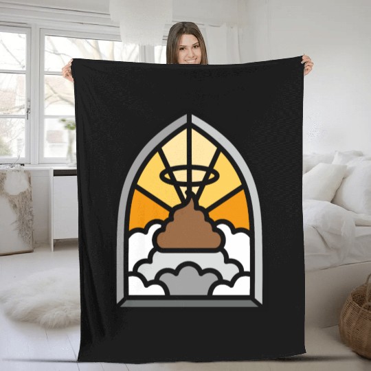 Holy Shit stained glass Church poop Holy crap poo Fleece Blankets