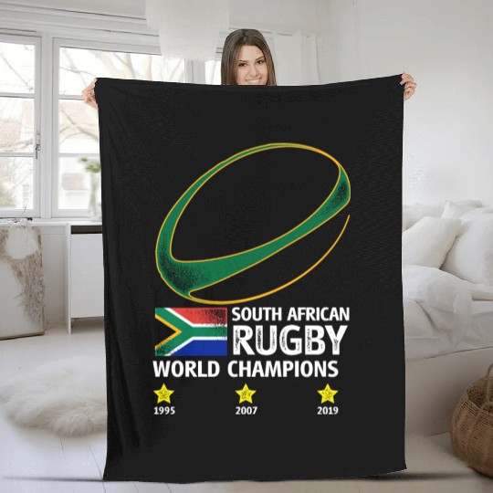 South African Rugby Bokke Triple World Champions 2 Fleece Blankets