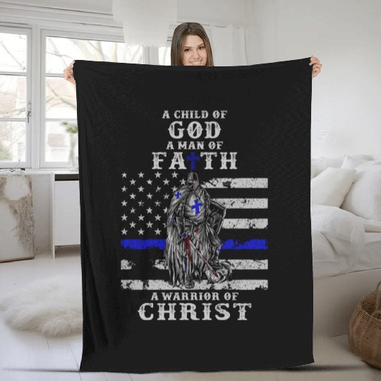 Police Officer Knight Templar A Child Of God A Man Fleece Blankets