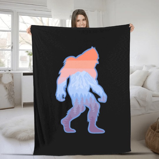 Mt Rainier Bigfoot Sasquatch Fleece Blankets