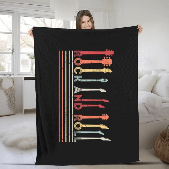 Classic Rock And Roll Vintage Fleece Blankets Concert Band