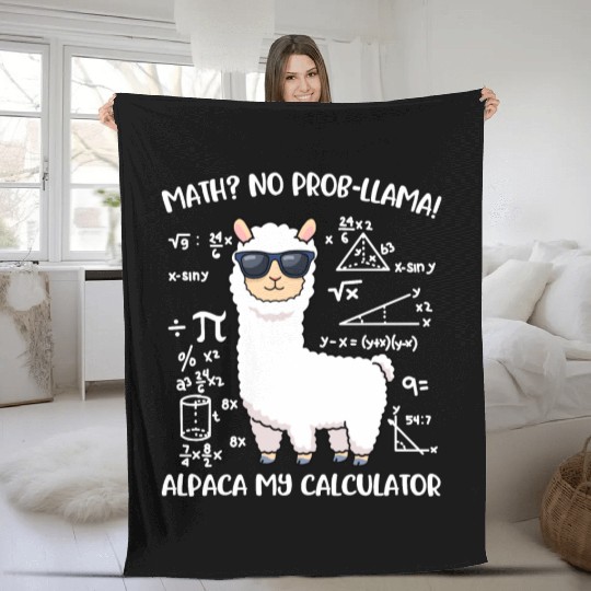 Math Llama Funny Teacher Gift Fleece Blankets