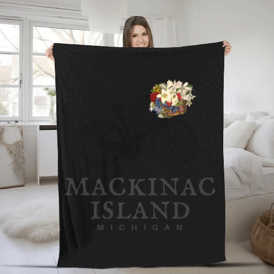 Mackinac Island Bike Michigan Fleece Blankets