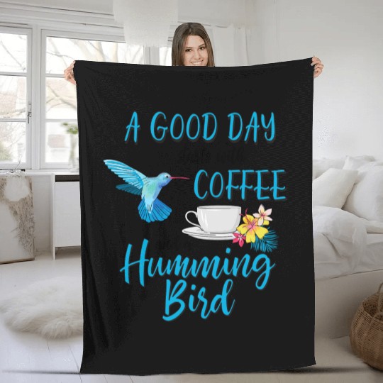 Hummingbird And Coffee Bird Lovers Tropical Bird T Fleece Blankets