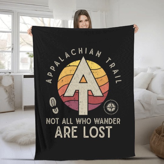 Appalachian Trail Logo Hiking Wander in the US Fleece Blankets