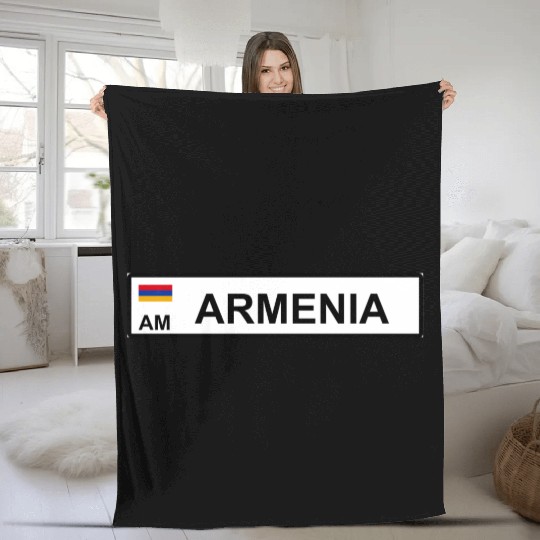 Realistic Armenia License Plate Sticker Fleece Blankets