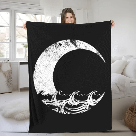 Moon and Ocean Fleece Blankets