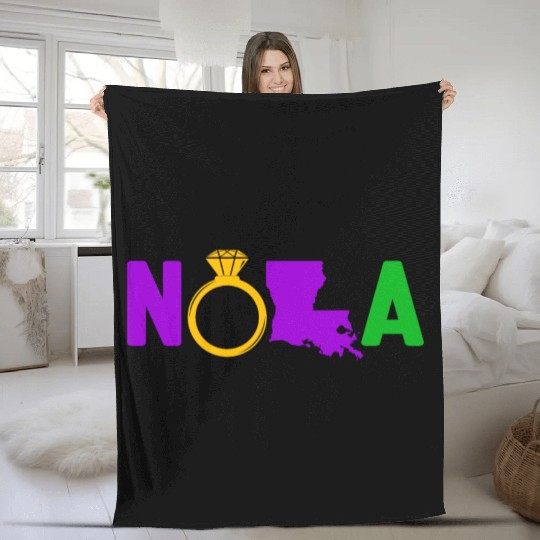 New Orleans Bachelorette Party Map Mardi Gras Fleece Blankets
