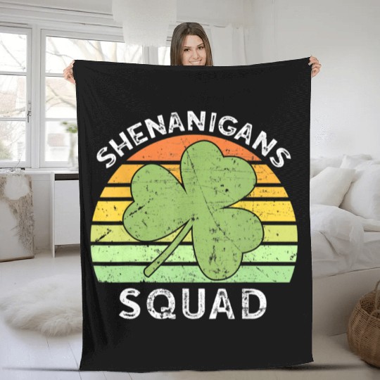 Shenanigans Squad Matching Vintage St Patricks Day Fleece Blankets