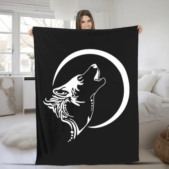 Wolf Howl Tribal Fleece Blankets