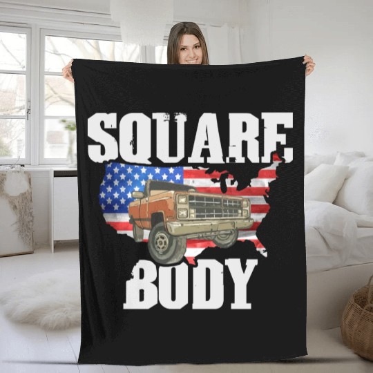 Square Body - American Flag Truck Lovers Fleece Blankets