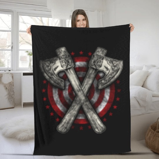 Hatchet Lumberjack Axe Throwing Pocket Fleece Blankets