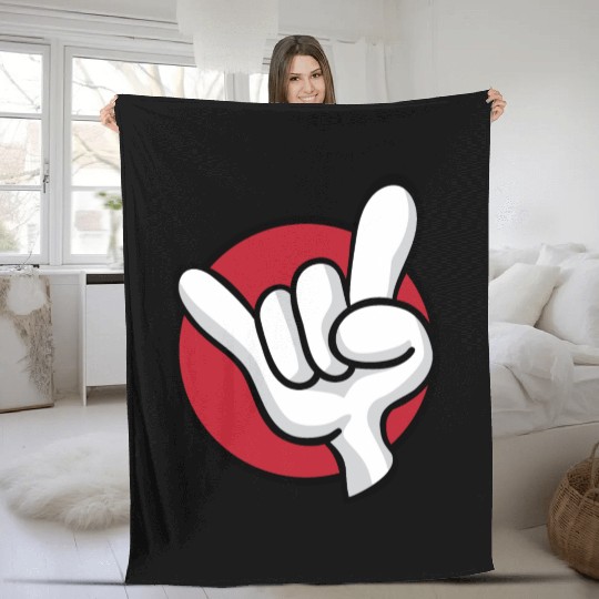 Rock On Heavy Metal Hard Rock Hand Sign Cartoon Fleece Blankets