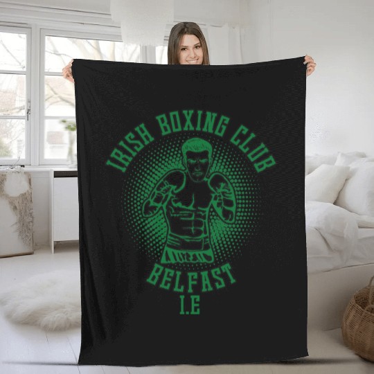 Irish Boxing Club Belfast Boxer Gifts Boxing Lover Fleece Blankets