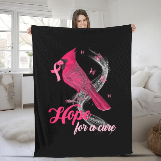 Breast Cancer Cardinal bird hope for a cure Fleece Blankets