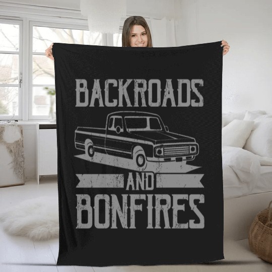 BACKROADS AND BONFIRES Square Body Truck Pickup Fleece Blankets