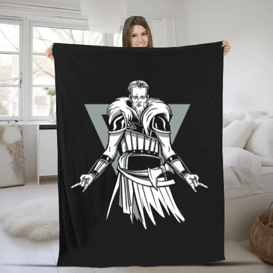Viking Viking Head Odin Thor Axe Ragnar Fighter Fleece Blankets