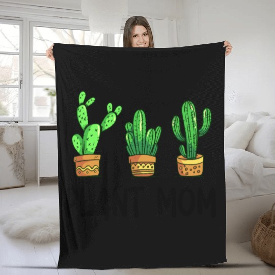 Plant Mom Funny Cactus Succulent Fleece Blankets