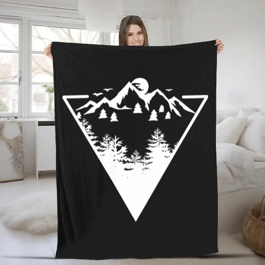 Triangle frame artwork with wilderness landscape Fleece Blankets