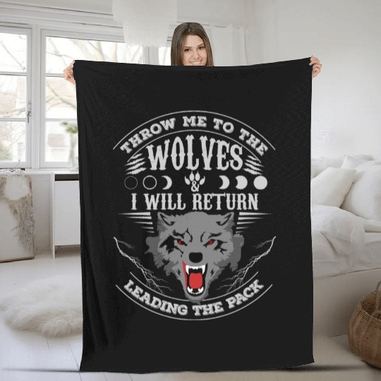 Grey Wolf Pack Attitude Quote Fleece Blankets