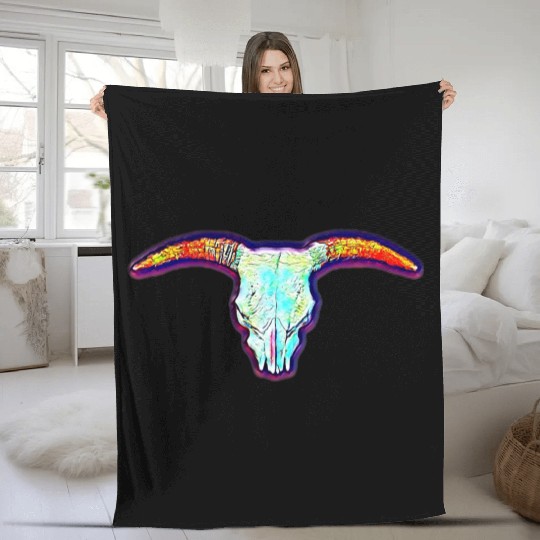 Cow skull Fleece Blankets