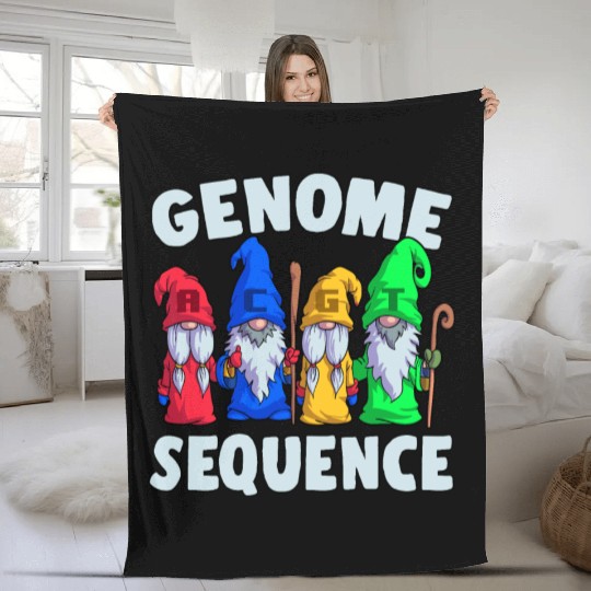 Genome Sequence Funny Gnome Biology Science Pun Fleece Blankets