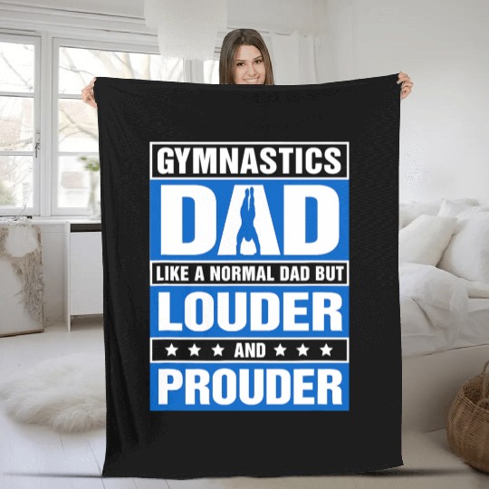 Mens Gymnastics Dad Louder And Prouder Sport Daddy Fleece Blankets