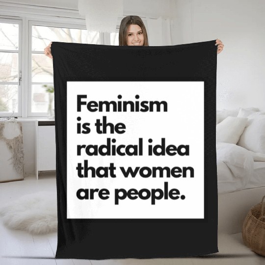 Feminism solid back sticker Fleece Blankets