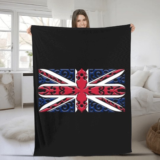 Union Jack British Flag Ornamental Style Fleece Blankets