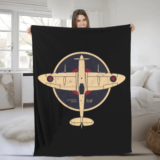 Supermarine Spitfire UK WW2 RAF Fleece Blankets