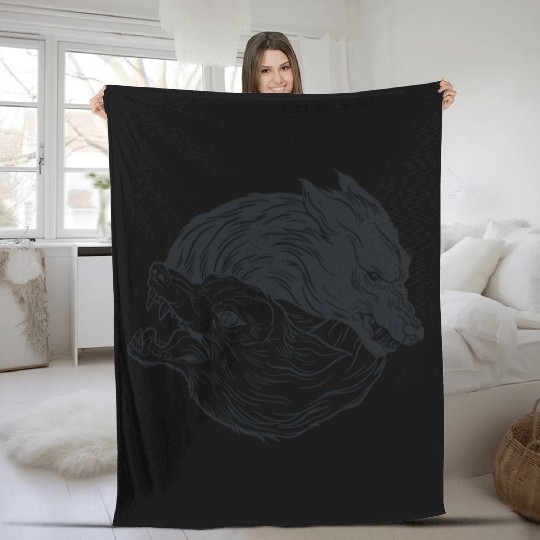 Wolf yin yang meditation philosophy symbol Fleece Blankets