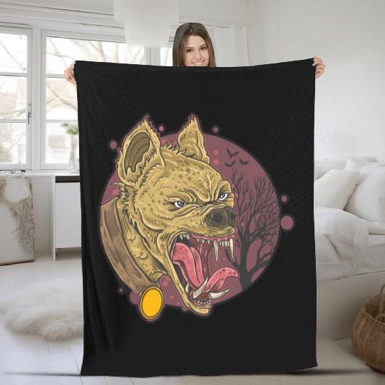 wild hyena angry face head Fleece Blankets