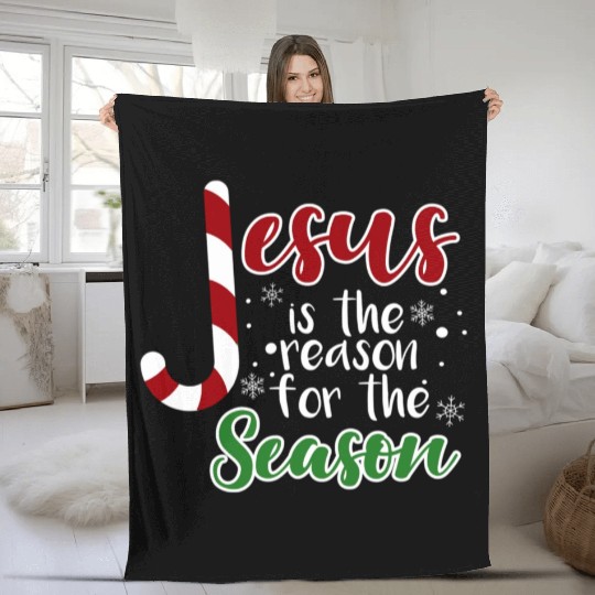 Jesus Is The Reason For The Season Christmas birth Fleece Blankets