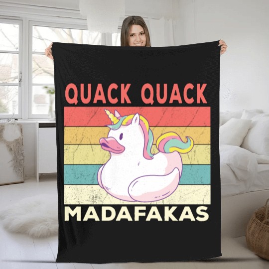 Funny Duck Sayings Ducks Quack Quack Madafakas Fleece Blankets