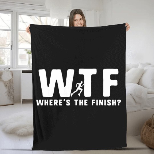 WTF Wheres The Finish Funny Running T Fleece Blankets
