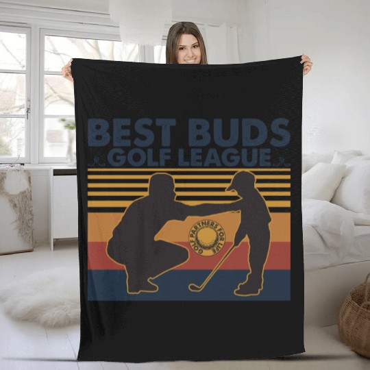 Best Buds Golf League Vintage Matching Father Son Fleece Blankets