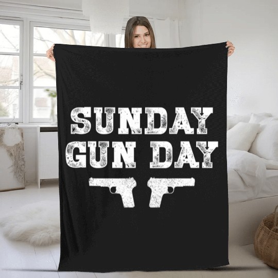 Sunday Gunday Gun Owner Shooting Funny Gift Fleece Blankets