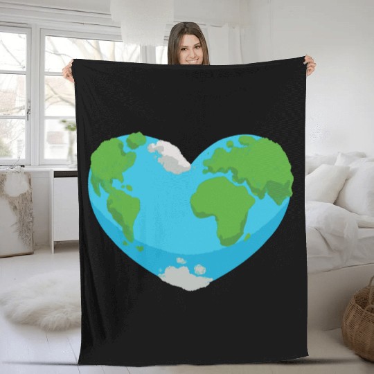 Earth heart nature planet design Fleece Blankets