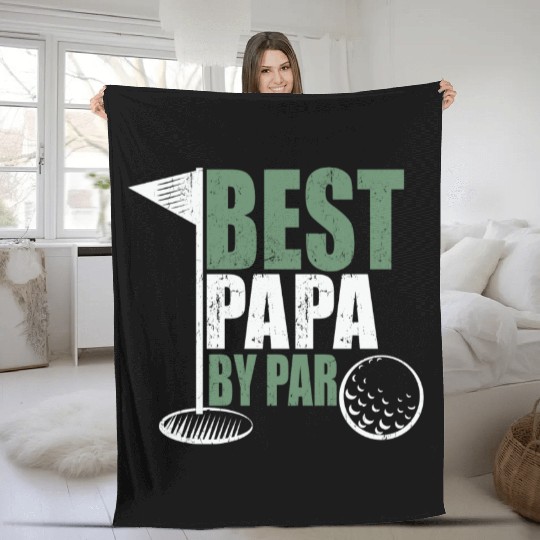 Best papa by par golf funny fathers day Fleece Blankets