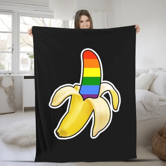 banana rainbow Fleece Blankets